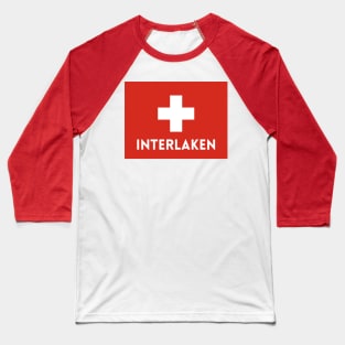 Interlaken City in Swiss Flag Baseball T-Shirt